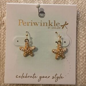 0381 Periwinkle by Barlow Gold Star Pearl Earrings